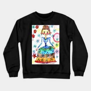 woman with cow ears Crewneck Sweatshirt